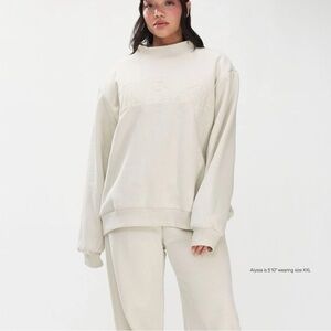 NWT Parke Tonal Oat Monochrome Varsity Crewneck | L/XL